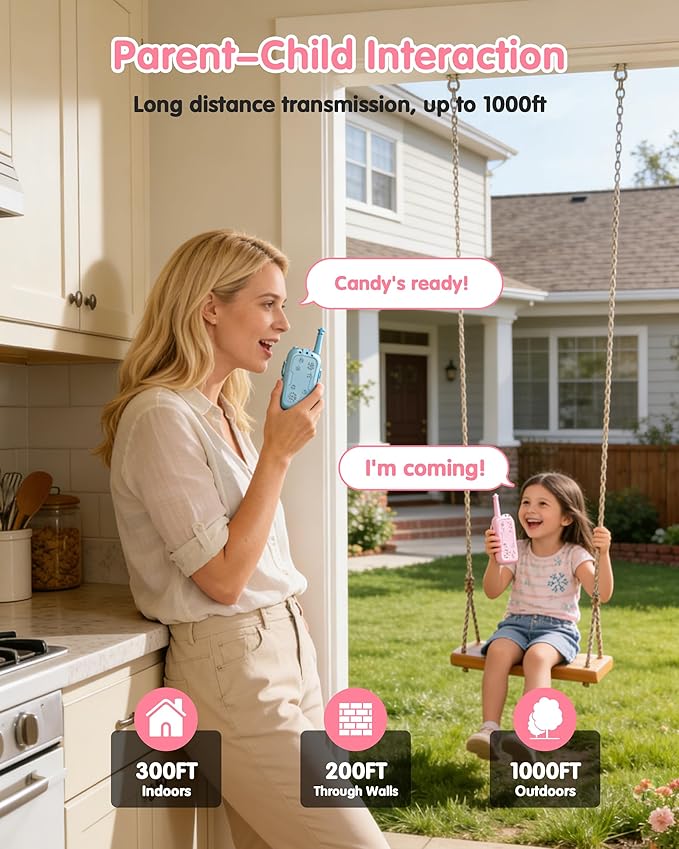 Video Walkie Talkies for Kids, 2 Pack Rechargeable Long Range Video Intercom Kids Walkies Talkies with Camera, Indoor Outdoor Toys for Family Games, Outside, Camping, Hiking for Boys Girls Ages 3-12