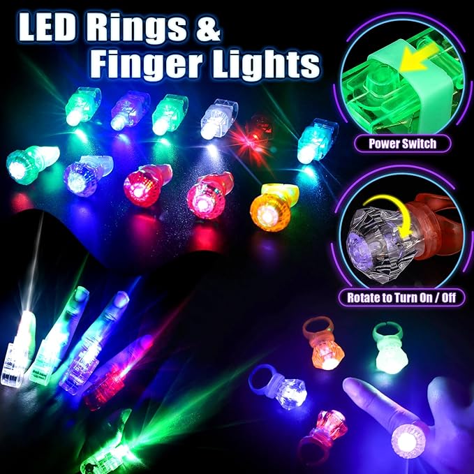 New Years Eve Party Supplies 2026, Glow in the Dark Party Supplies for Kids Adults, Light Up Party Favors with 57 LED Light Up Toys, 100 Glow Sticks Bulk DIY Glow Necklaces Neon Party Decorations