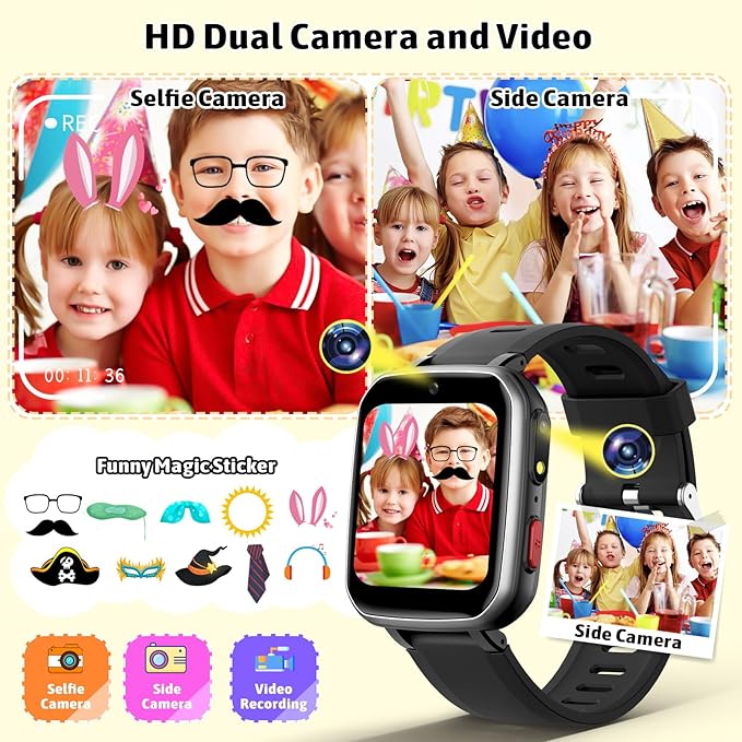 zicor Kids Game Watch Gift with 26 Puzzle Games, Dual Camera, Music Player, Pedometer, Video Recorder, Flashlight, Alarm Clock,Educational Toy for Boys Girls Age 4-12 Years Old,Birthday
