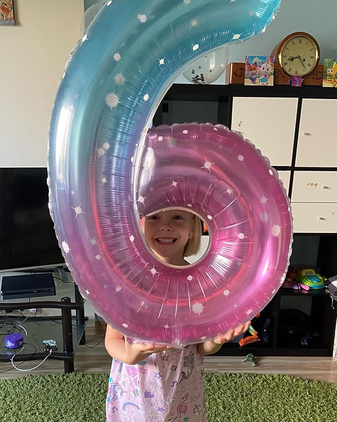 Starry Sky 2 Balloon, Number Balloons 40 Inch, 2nd Balloon Number Birthday Decorations, Second Two Birthday Party Supplies, Number 2 Balloon