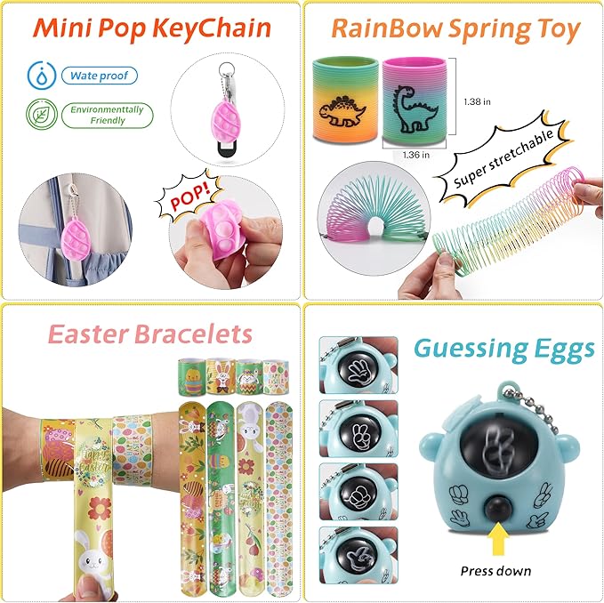 165PCS Prefilled Easter Eggs with Toys Inside, Easter Eggs Fillers Basket Stuffers Easter Hunt Games Party Favor Supplies Classroom Prize for Kids