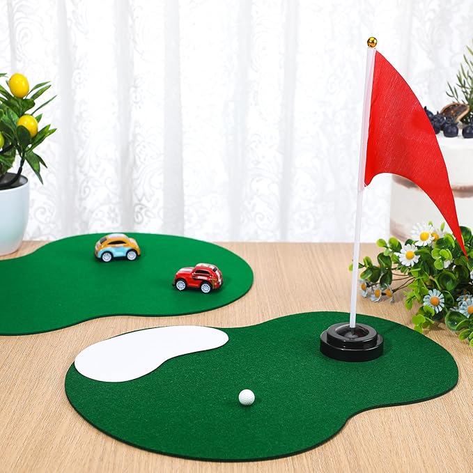 Tinideya 4 Set Golf Centerpieces Table Decorations Golf Party Supplies Including Ball Sand Trap Red Flag Plastic Flag Stand for Sport Themed Birthday Party Decor