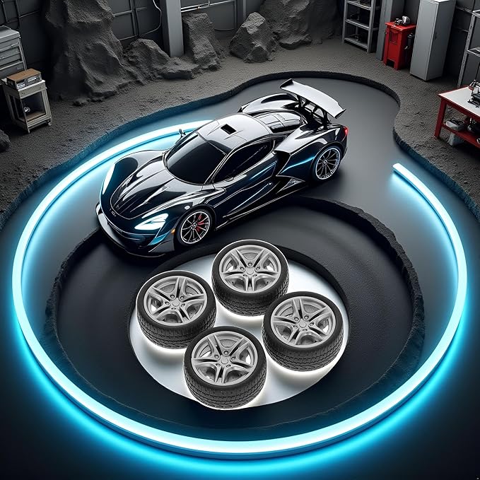 4Pcs Black Tires,48mm Simulation Rubber Wheel,Tire and Wheel Sets DIY,Tire Wheel Model,RC Spare Parts Easy Installation Small in Size,Remote and App Controlled Vehicles and Parts,Wheels and Tires
