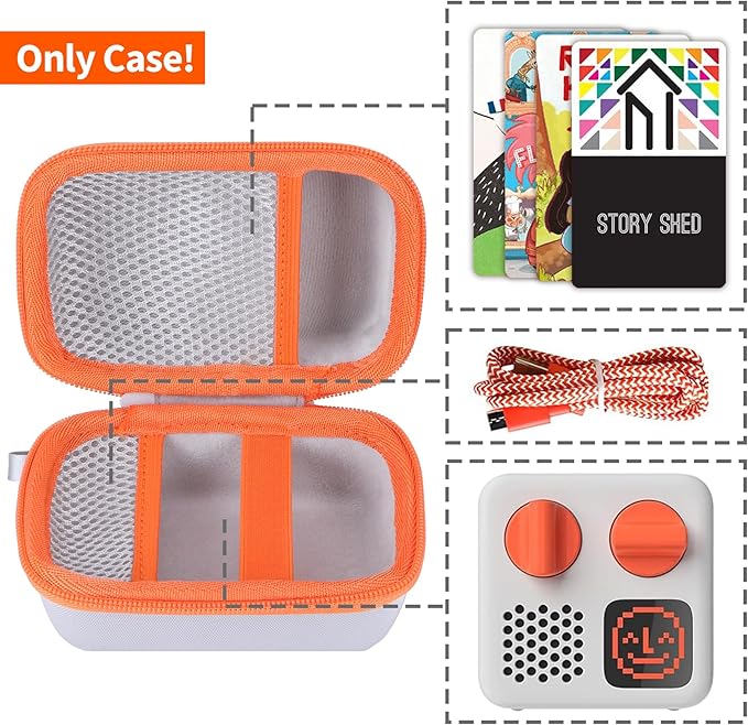 Storage Case Compatible with Yoto Mini Kids Audio Player Travel Device Plays Stories Music Podcast Radio Speaker (White + Orange Zipper)