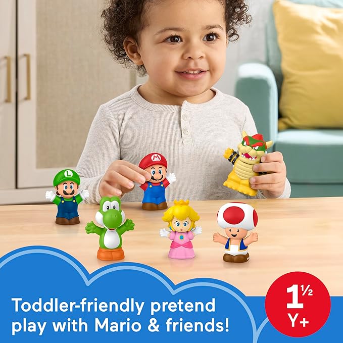 Fisher-Price Little People Toddler Toy My Mario 6-Piece Character Figure Set for Preschool Pretend Play Kids Ages 18+ Months
