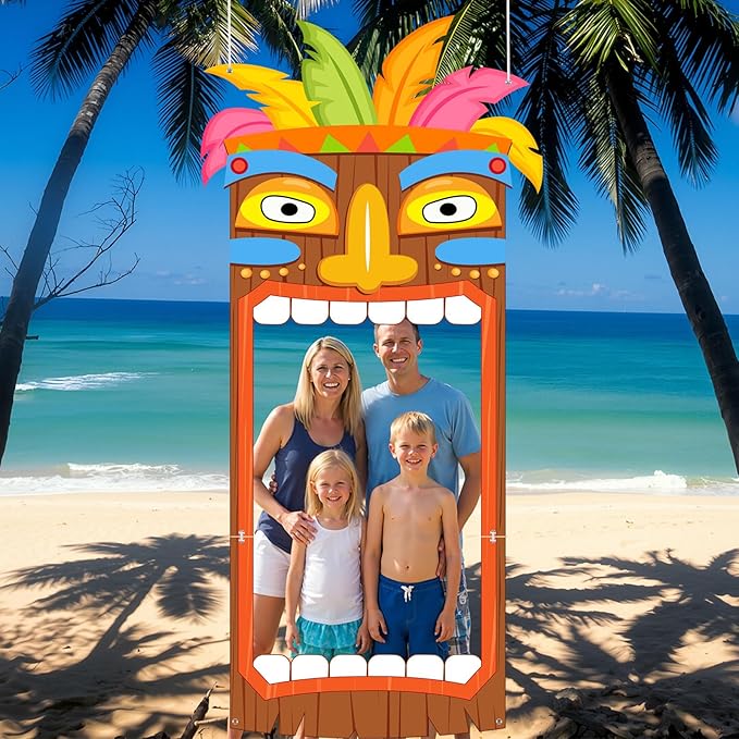 Namalu Hawaii Luau Party Decorations Tiki Totem Porch Banner Door Decoration for Photo Prop Backdrop Tropical Summer Aloha Birthday Party Supplies