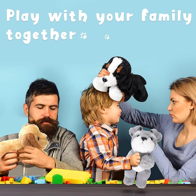 Skylety 3 Pcs 7.87 Inches Dog Stuffed Animal Plush Dogs Soft Plush Toy Pillow Fluffy Puppy Set for Puppy Birthday Party Favor Home Decor(Mountain Dog, Schnauzer, Labrador)