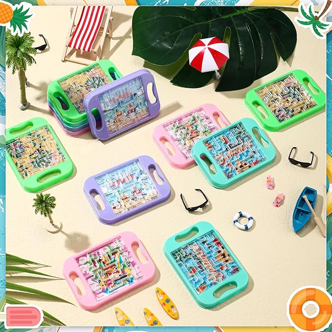 36 Pcs Mini Maze Puzzle Bulk for Kids Hawaii Party Favors Small Maze Cubes Game Educational Handheld Puzzle Travel Games Easter Classroom Exchange Gifts for Students Adult(Summer)