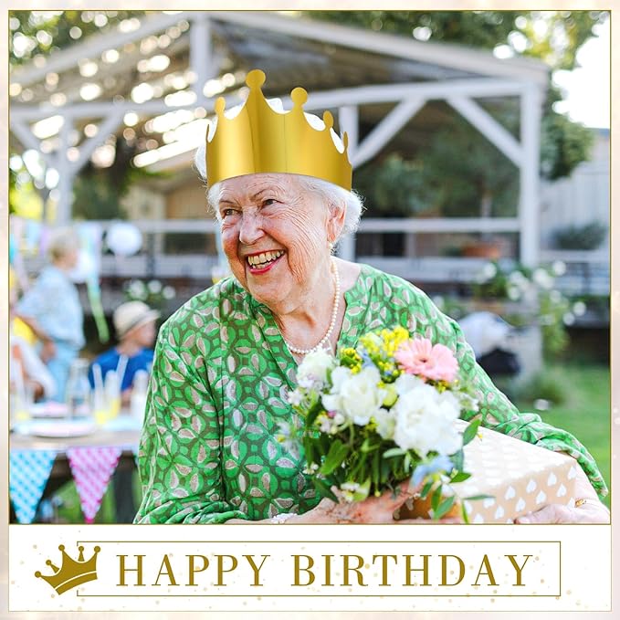 Crtiin 200 Pcs Gold Paper Crowns Bulk King Crown Princess Hats for Birthday Celebration Party Supplies