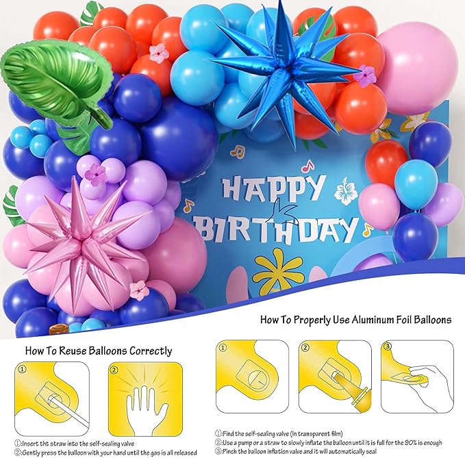 100pcs Hawaii Balloons Garland Arch Kit with Balloons for Birthday Decorations,Party Supplies for boys Girls (Hawaii)