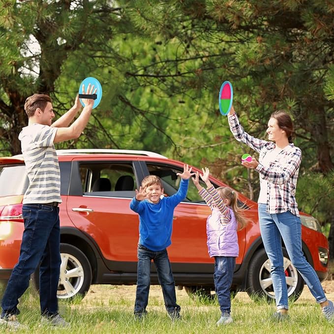 Toss and Catch Ball Set, Spike Ball Game for Kids Ages 4-8, Outdoor Toys for Beach, Lawn, Park, Family Play, Party, Travel, 6 Paddles, 3 Balls, Storage Bag