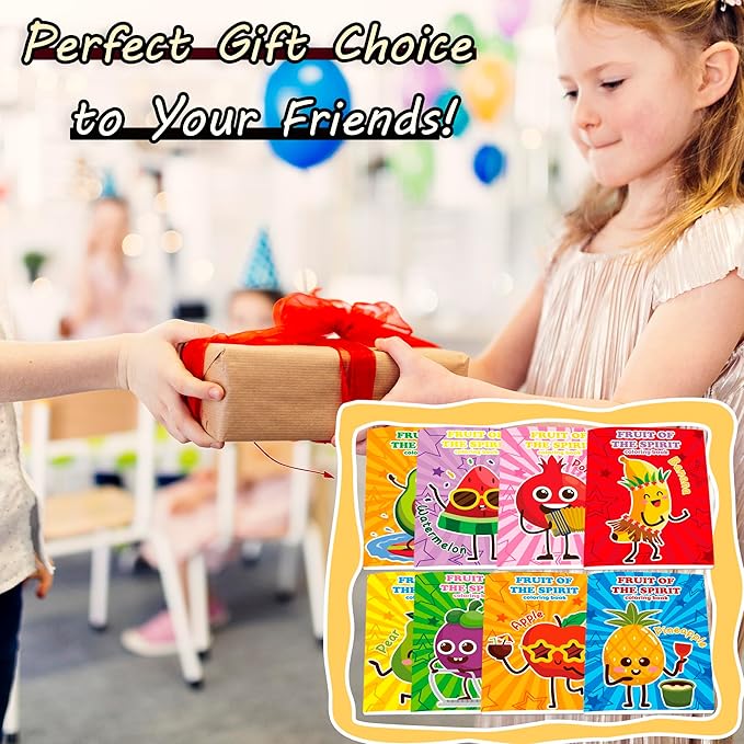 Lyosehy 24PCS Coloring Books Fruit Theme Party Favors Fruit Coloring Books Bulk Fruit Theme Including Pineapple pear Watermelon Banana Pomegranate Avocado etc. for Kids Home School Activity
