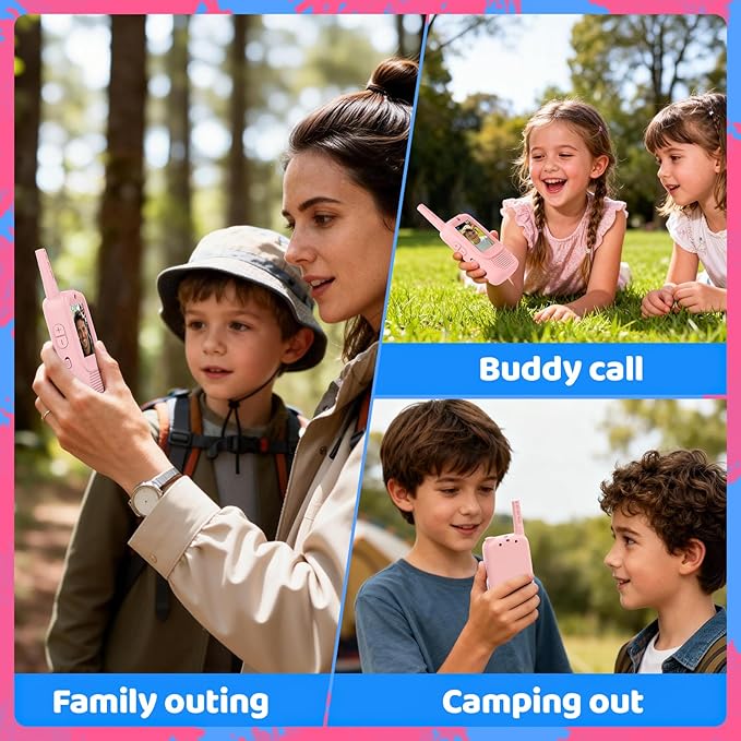 Video Walkie Talkies for Kids, 2 Pack Rechargeable Video Intercom Kids Walkies Talkies with HD Camera & Voice, Indoor Outdoor Games,Camping, Hiking for Boys Girls 3-12