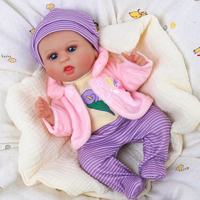 BABESIDE 3 Set Alive Baby Doll Clothes for 8-12 Inch Dolls, Doll Clothes Outfits, Baby Doll Accessories Romper Suit, Coat and Hat for Baby Dolls,Pretend Play Accessories for Girls