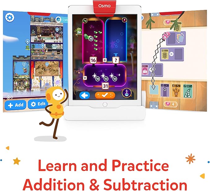 Osmo - Math Wizard and the Magical Workshop for iPad & Fire Tablet - Ages 6-8/Grades 1-2 -Addition & Subtraction-Curriculum-Inspired-STEM Toy Gifts for Kids,Boy & Girl-Ages 6 7 8 (Osmo Base Required)