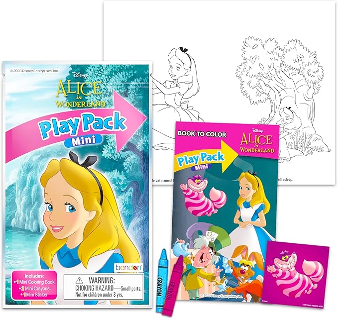 Disney Alice in Wonderland Birthday Party Favors Set - Bundle With 24 Play Packs | Mini Coloring Books, Stickers, and More for Goodie Bags (Party Supplies)