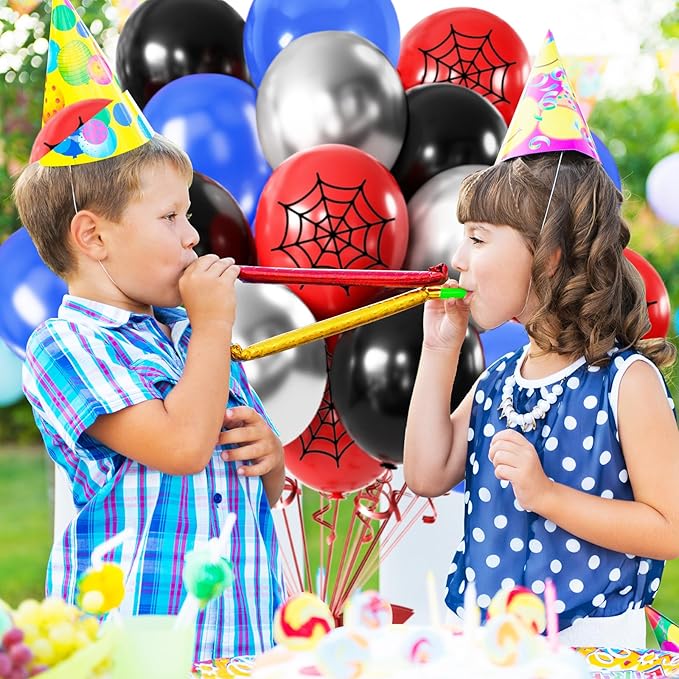 50pcs 12inch Black Red Blue Silver Balloon,Red with Spider-Web Printed Balloons for Boys Girls Halloween Party Birthday Decorations Birthday Balloons Baby Shower Party Supplies Gifts