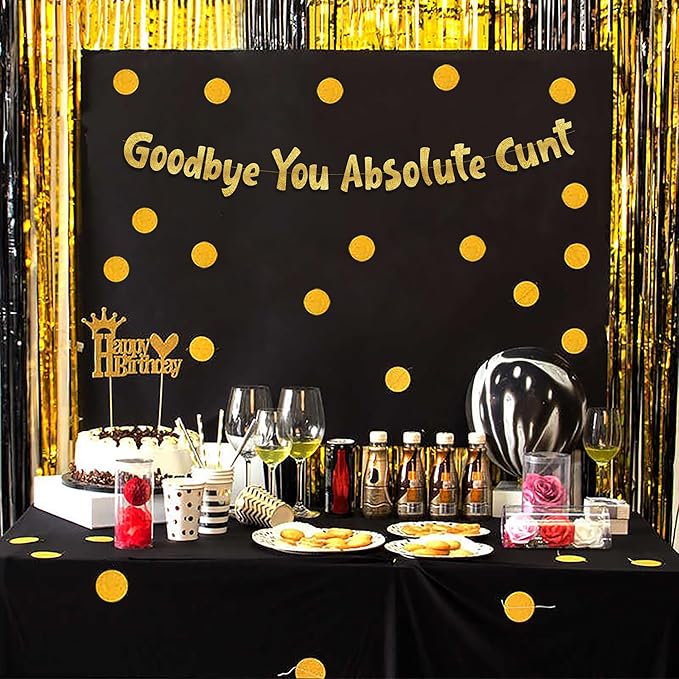 Pre-Strung Going Away Party Gold Glitter Banner - Funny Retirement Decorations for Men and Women - Retirement Party Supplies and Gifts