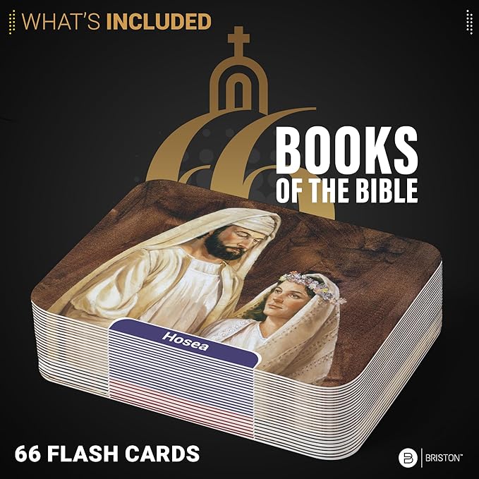 Briston 66 Books of The Bible Flashcards – Christian Learning Cards for Kids & Adults, Study Tool for Sunday School & Bible Study, Old & New Testament Overview Cards, Scripture Education Set
