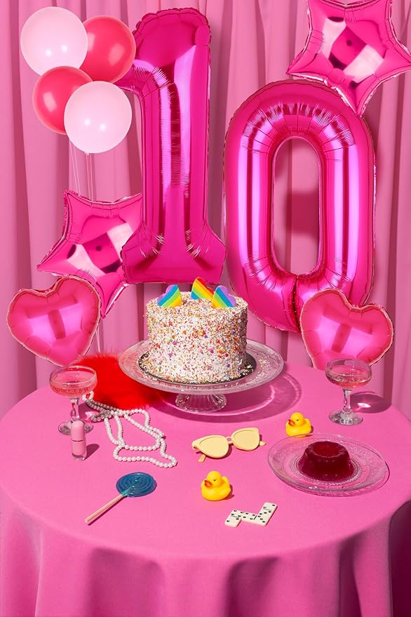 40 Inch Number Balloons Hot Pink 1 Anniversary Event Celebration Bachelorette Cowgirl Let's Go Girls Pink Themed First 1st Birthday Party Decor Supplies 9 Pcs