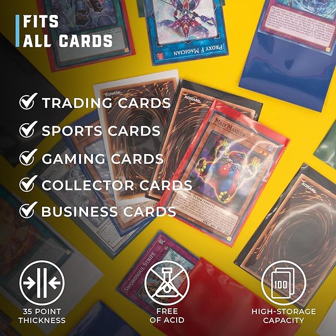 Premium Clear Card Sleeves, 100ct – Standard Size Penny Sleeves for Pokémon, Sports Cards, Baseball, Football, and Collectible Trading Cards – Acid-Free, PVC-Free, Durable Protection, Red