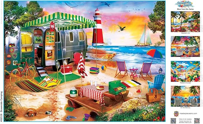 Masterpieces 550 Piece Jigsaw Puzzle For Adults and Family - Oceanside Camping - 18"x24"