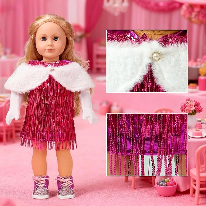 18-Inch American Doll Clothes Accessories - 19Pcs Fashion 18 Inch Doll Outfit Set for Girls Gifts, Includes 3 Dresses, Lounge Suit, Workout & Yoga Sets and Accessories for 18 Inch Dolls