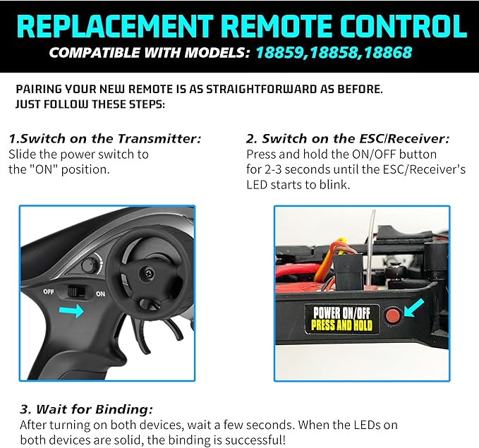 HAIBOXING RC Car 2.4GHz Radio Controller 1/18 Spare Part Transmitter Apply to 18859 & 18858 & 18868 (LS103)