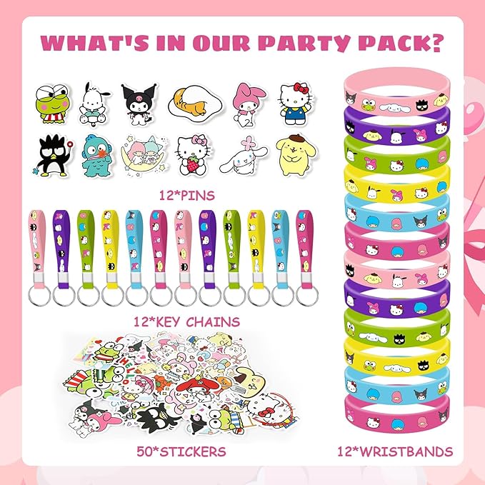 Kitty Birthday Party Supplies, 86PCS Birthday Gifts Set for Kawaii Theme Party