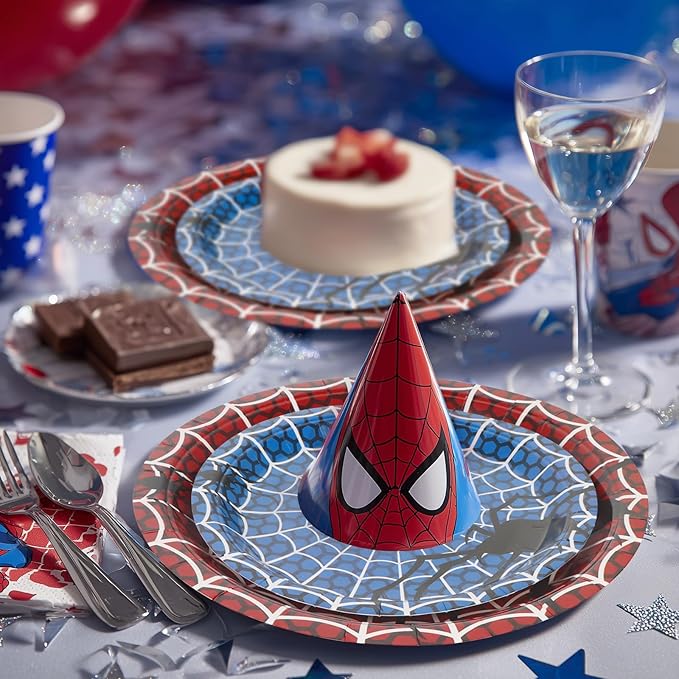 Spider Web Paper Plates Party Supplies - 25 pk 7" and 9" Spider Dessert Plates for Picnic Wedding Baby Shower Kid First Birthday Party Decorations