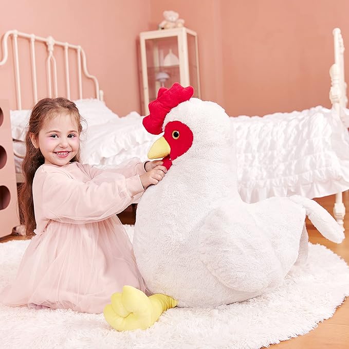 IKASA Giant Chicken Stuffed Animal Plush Toy,23" Large Hen Henny Cute Jumbo Soft Toys,Huge Big Size Fluffy Plushy Fat Plushie,Gifts for Kids