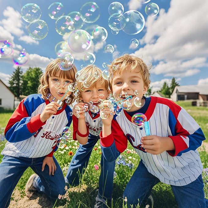 Winrayk Baseball Party Favors, 24Pcs Baseball Themed Mini Bubble Wands for Kids Bubbles Bulk with Detachable Topper (6 Styles), Birthday Gift Classroom Prizes Girl Boys Sports Goody Bag Stuffer Supply