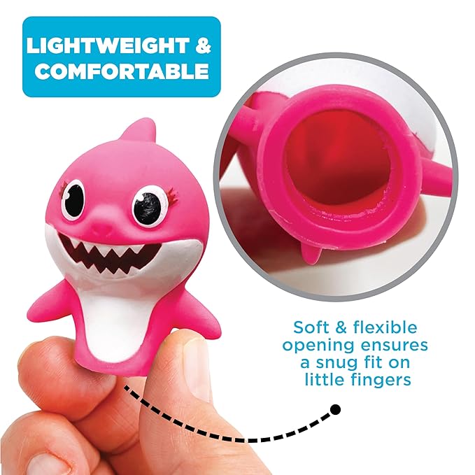 Nickelodeon Baby Shark 5 Pc Finger Puppet Set - Party Favors, Educational, Bath Toys, Story Time, Beach Toys, Playtime,5 Count (Pack of 1)