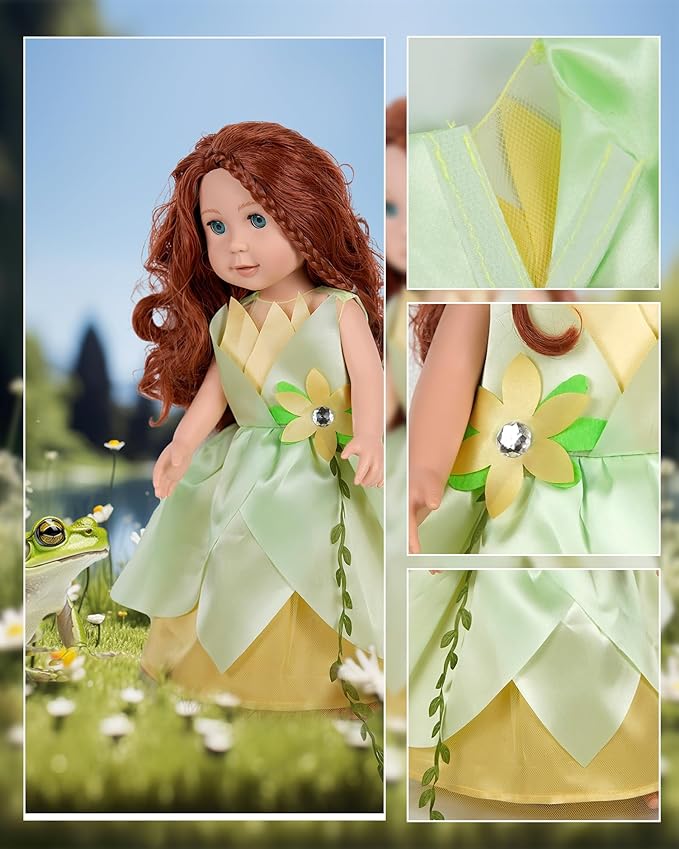 ARTST 18 inch Doll Clothes Accessories, 6PCS Princess Costume Set with Crown Fits for 18 inch Girl Dolls, Gift for Girl Christmas Birthday Party