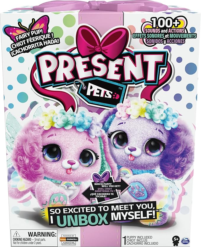 Present Pets, Fairy Puppy Interactive Plush Toy with Over 100 Sounds and Actions (Style May Vary), Kids’ Toys for Girls Aged 5 and Above, 6061372
