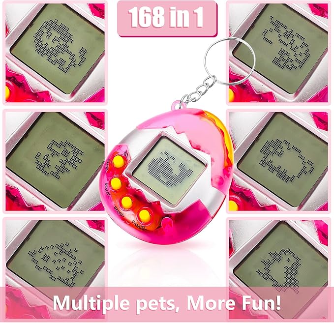 12 Pcs Virtual Electronic Digital Pets Keychain Easter Basket Egg Fillers for Teen Kid , Small Toys for Party Favor Goodie Bags Stuffers Bulk Retro Handheld 90s Pets Game Gift (Heart-Shaped,4 Color)