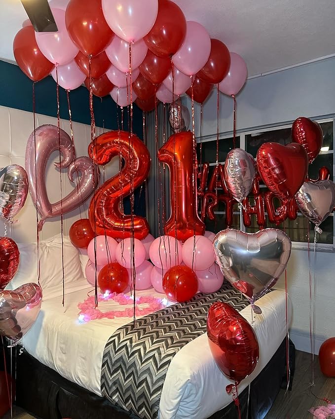 40 Inch Red Number 7 Balloon, Giant 7 Number Balloons for 7th Birthday Decorations, Party Supplies for Baby Boy Girl, Red Party Decor