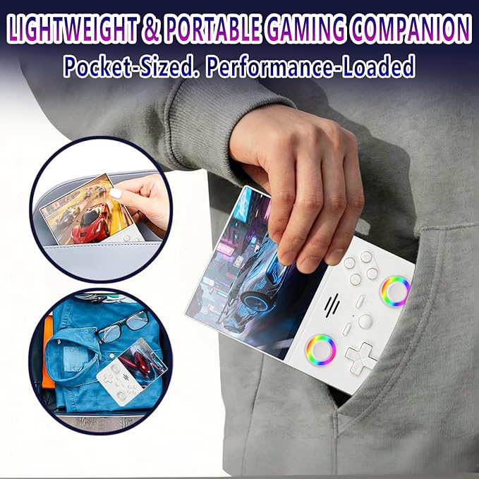 2026 NEW Upgrade RF45V Retro Handheld Game Console - 4.5 Inch Ultra-Large Screen,Support 18000+Classic Games,64G TF Card,4000mAh Battery,Linux System,Birthday Gift for Adult or Friends-White