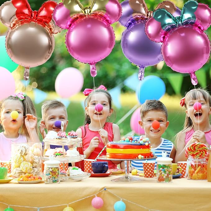 4 Pcs Bear Foil Balloons, 24'' Mylar Balloon for Birthday Party Decorations Jumbo Bear Head Aluminum Foil Balloons Party Favors Supplies (Pink)