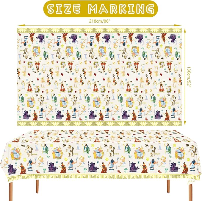 4 Pack Greek Mythology Party Tablecloth - Greek Mythology Decorative Table Cover Party Table Cloth Supplies for Ancient Greece Culture Supplies (51 x 86 Inches)