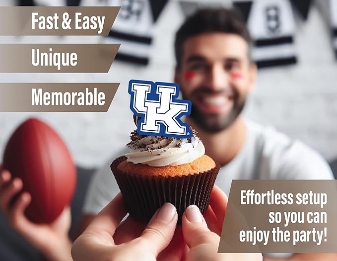 University of Kentucky Cupcake Topper Party Supplies for UK Football, Birthday, Graduation Party Decorations (24 Pieces) (Kentucky Wildcats)