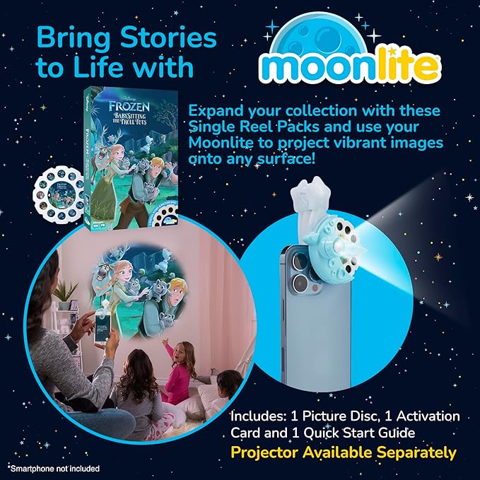 Moonlite Storytime - Disney's Frozen Babysitting The Troll Tots Storytime Disc - A Magical Read - Projector Sold Separately - Digital Story w/ Sound FX - Learning Gifts for Kids Ages 1 Year & Up