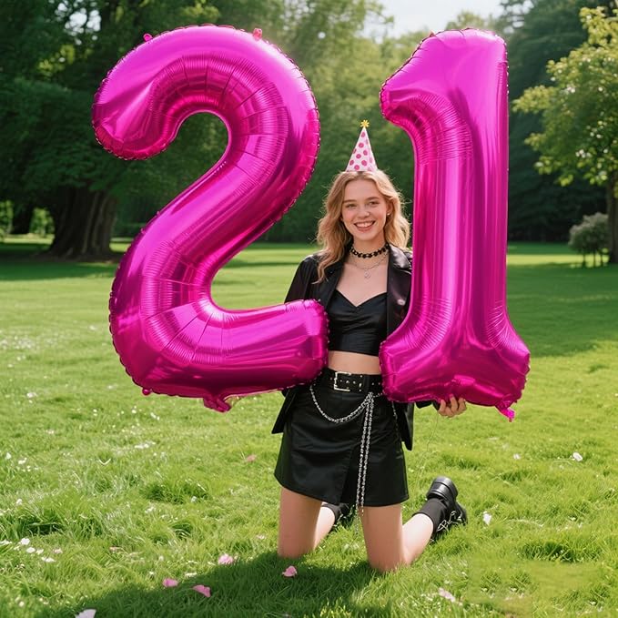 Hot Pink Number 1 Balloon 40 Inch,Rose Red Jumbo Giant Mylar Number 1,Foil Helium One Number Balloons, Balloons for 10 11 12 21st 100 Birthday Party Decorations Supplies Anniversary Celebration