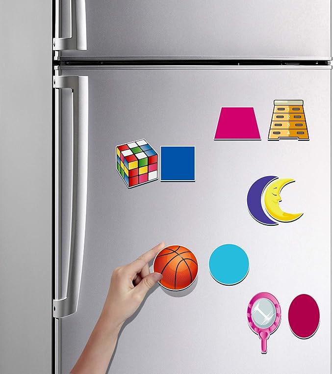 32 Shape and Color Magnets with Real World Objects for Comparison & Associative Memory, Perfect for Preschool Learning