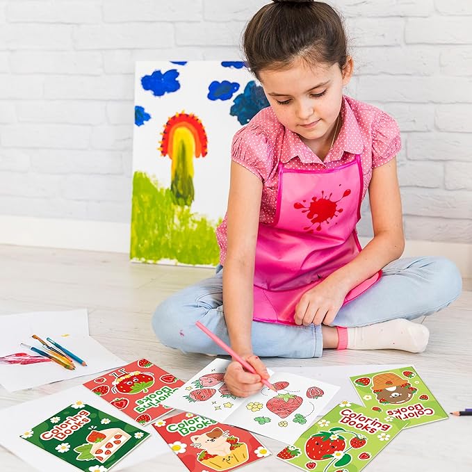 Strawberry Coloring Books for Kids - 24Pcs Bulk Strawberry Mini Coloring Booklet Fruit Theme DIY Art Drawing Book for Toddlers Summer Holiday Party Goodie Bags Stuffers School Classroom Favors