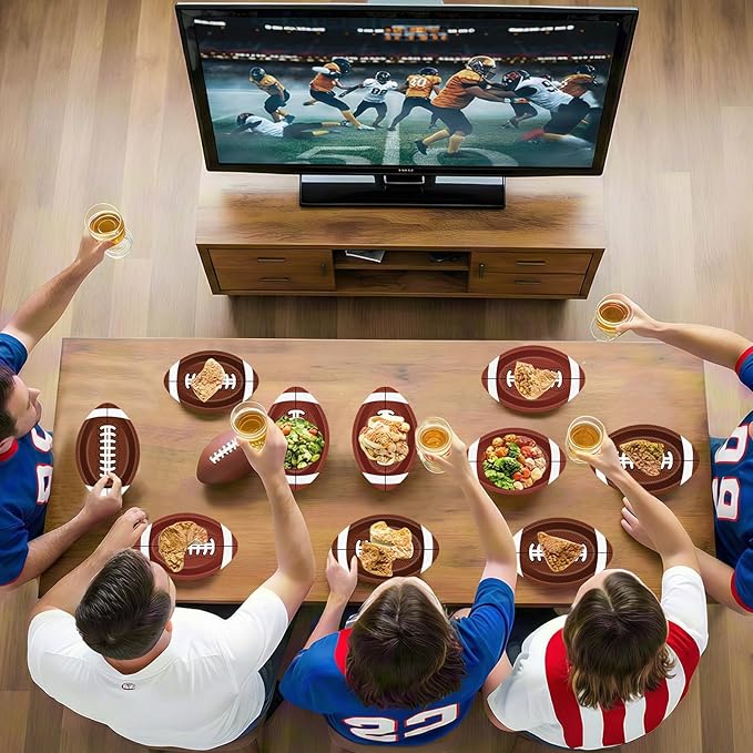 24 Pcs Football Plates - Rugby Shape Design Paper Plate, Disposable Dinner Dessert Paper Plates Tableware Set for Football Party Supplies Birthday Game day Tailgate Party Decorations Table Decor