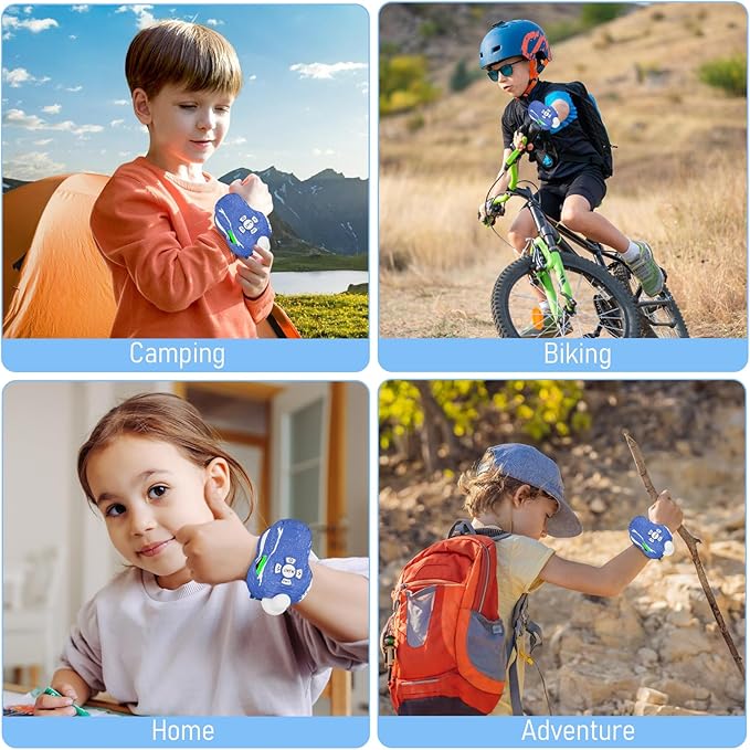 Dinosaur Walkie Talkies for Kids 2 Pack Camping Gear T-Rex Outdoor Toys for Boys Age 3-12 Year Old 3 Channel Long Range Birthday Gifts Easter Christmas Stocking Stuffers Yard Outdoor Games (Blue)