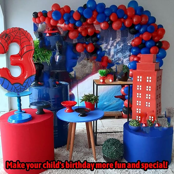 40 Inch Giant Spider Theme Number Foil Balloons - Large Number 3 Balloons for Kids' Birthday Anniversary Party Decorations Supplies (Numbers 0-9 Available)