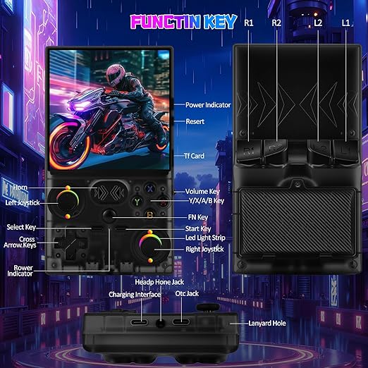 UYTGXEN XF40V Retro Handheld Game Console with 2*Detachable Long Joysticks, 4.0-Inch HD IPS Screen Retro Gaming Console, Preloaded Classic Games with Multiple Emulator, Pocket Video Gaming