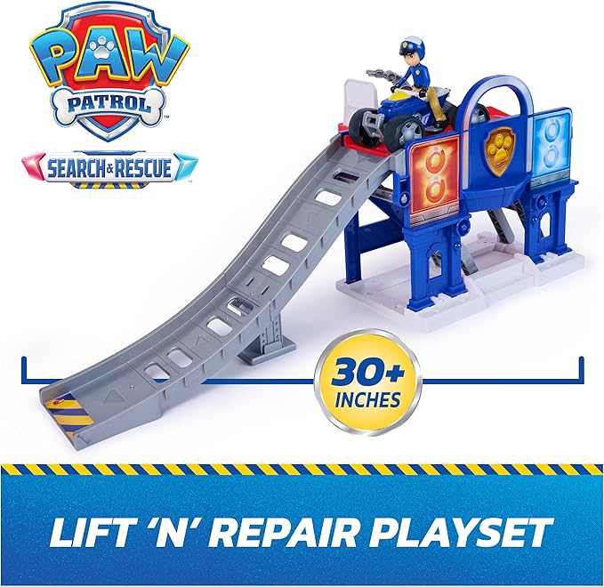 Paw Patrol Search & Rescue Lift 'N' Repair Playset with Exclusive Figure & Vehicle, Over 30+ Inch Long, Kids Toys for Boys and Girls Ages 3 and Up